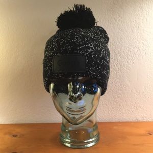 Google Branded Black with White Speckles PomPom Beanie